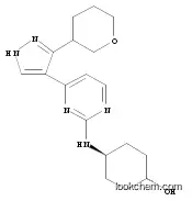 Molecular Structure of 1100674-36-9 (Cyclohexanol, 4-[[4-[3-(tetrahydro-2H-pyran-3-yl)-1H-pyrazol-4-yl]-2-pyrimidinyl]amino]-, trans-)